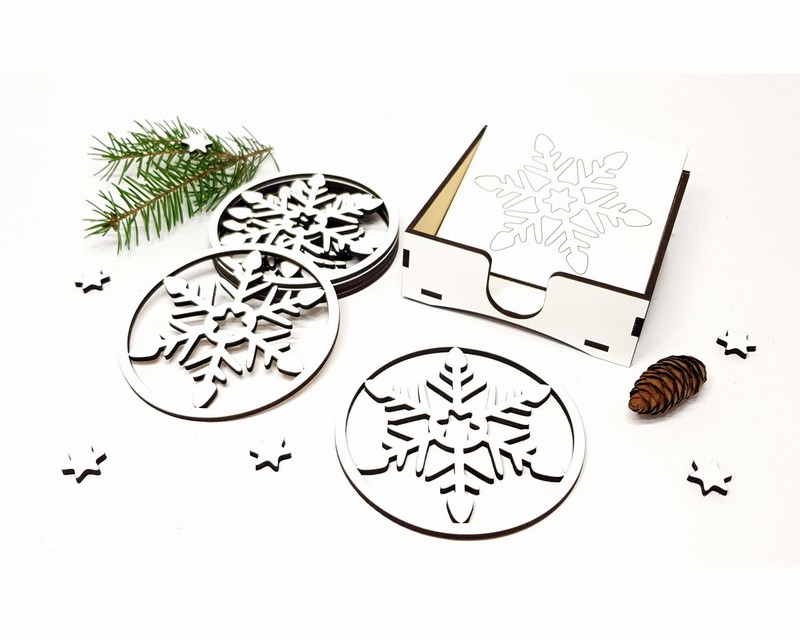 Sada podtácků sněhové vočky - bílé